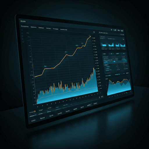 Financial strategy visualization on a professional display